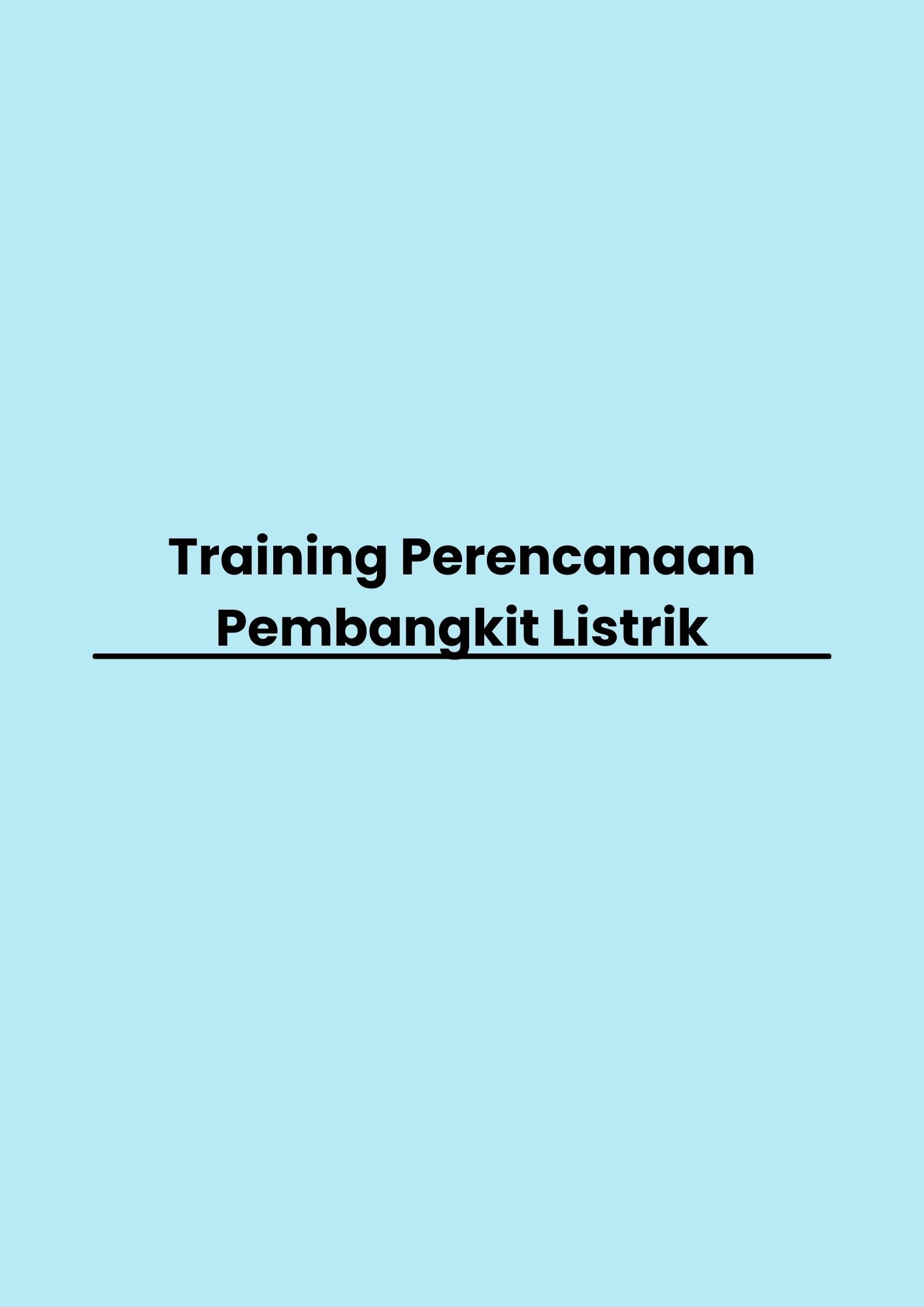 Training Perencanaan Pembangkit Listrik