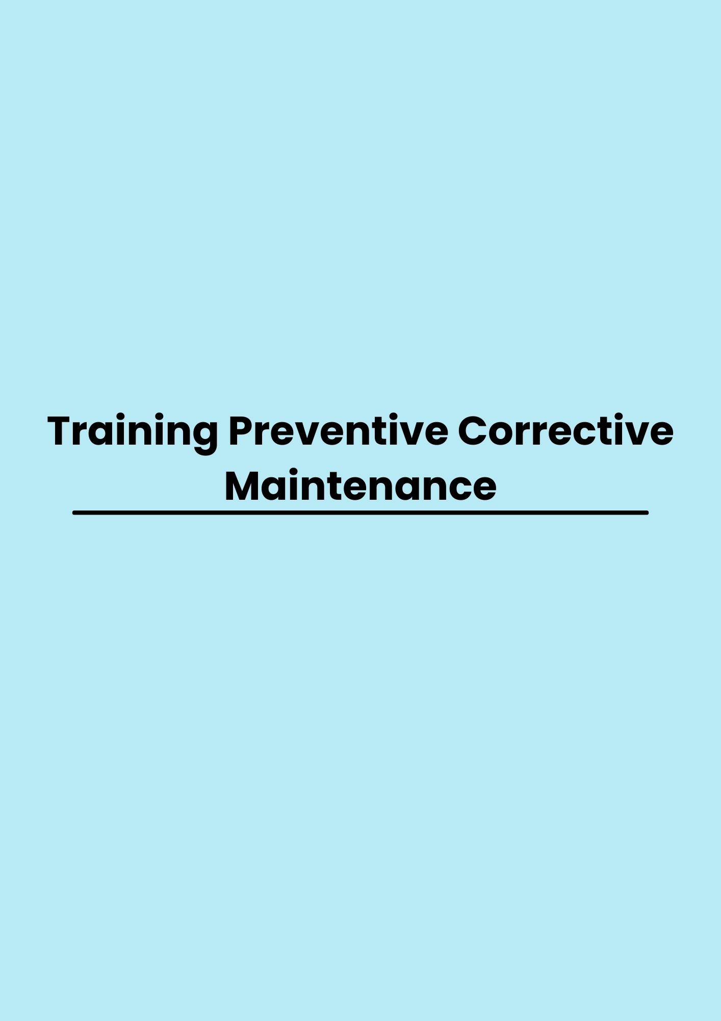 pelatihan Preventive Corrective Maintenance di jakarta