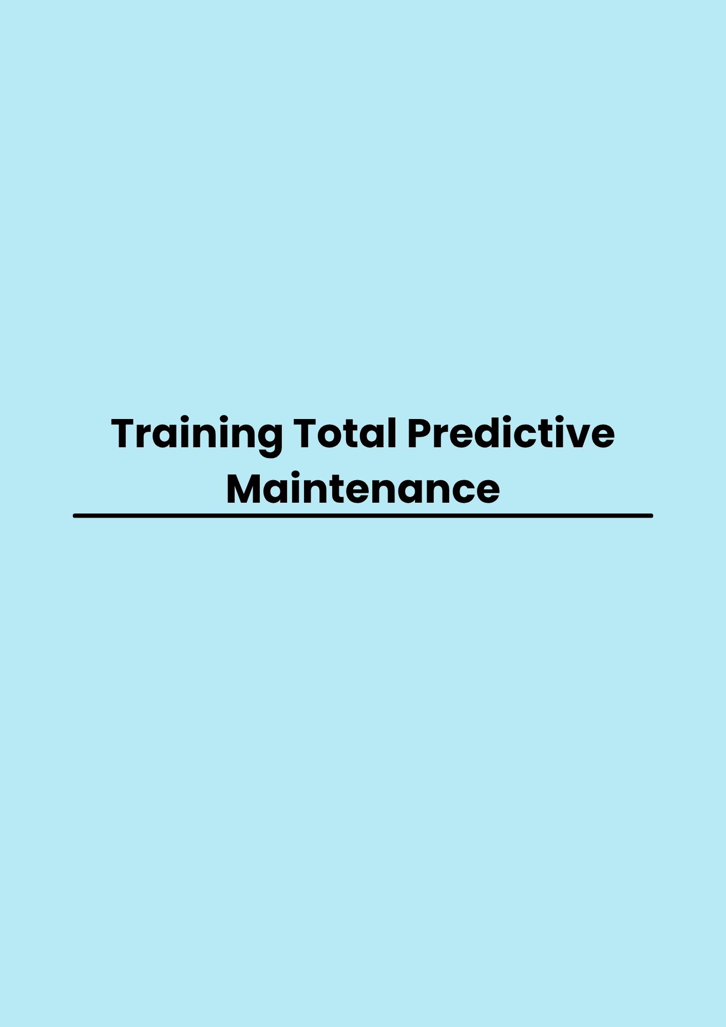 Training Total Predictive Maintenance pelatihan Total Predictive Maintenance di jakarta