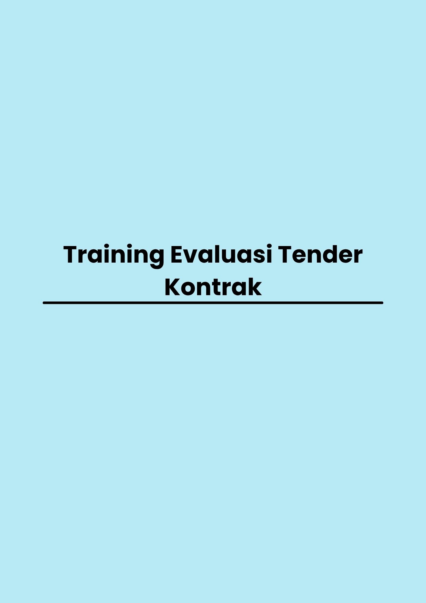 Training Evaluasi Tender Kontrak pelatihan Evaluasi Tender Kontrak di jakarta