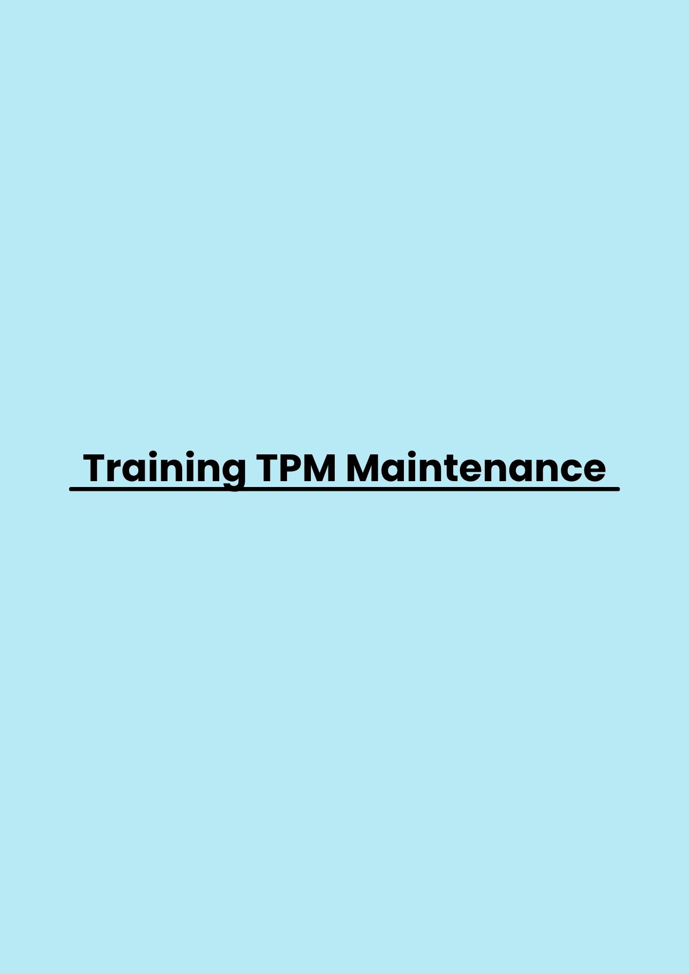 Training TPM Maintenance