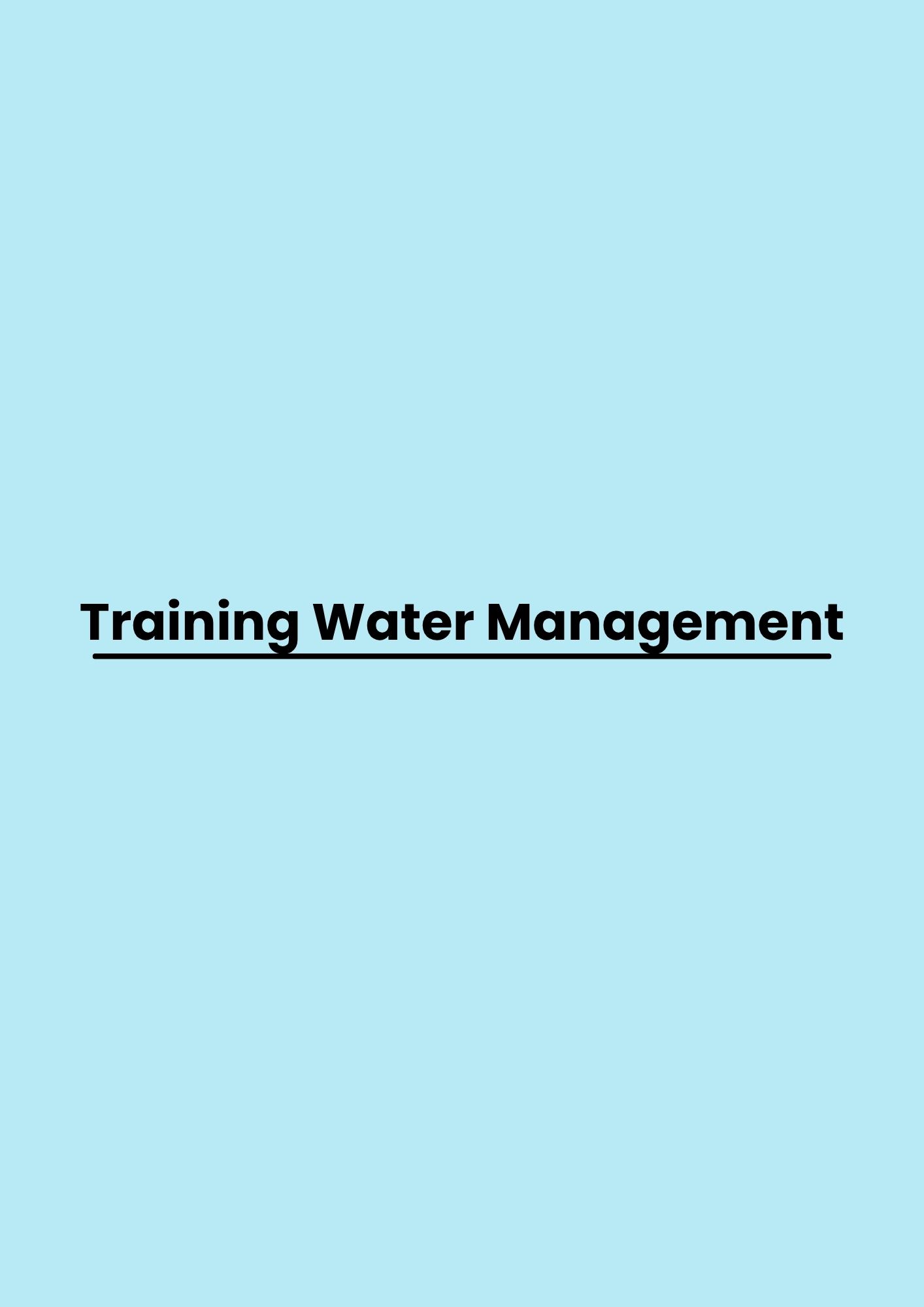 Training Water Management pelatihan Water Management di jakarta