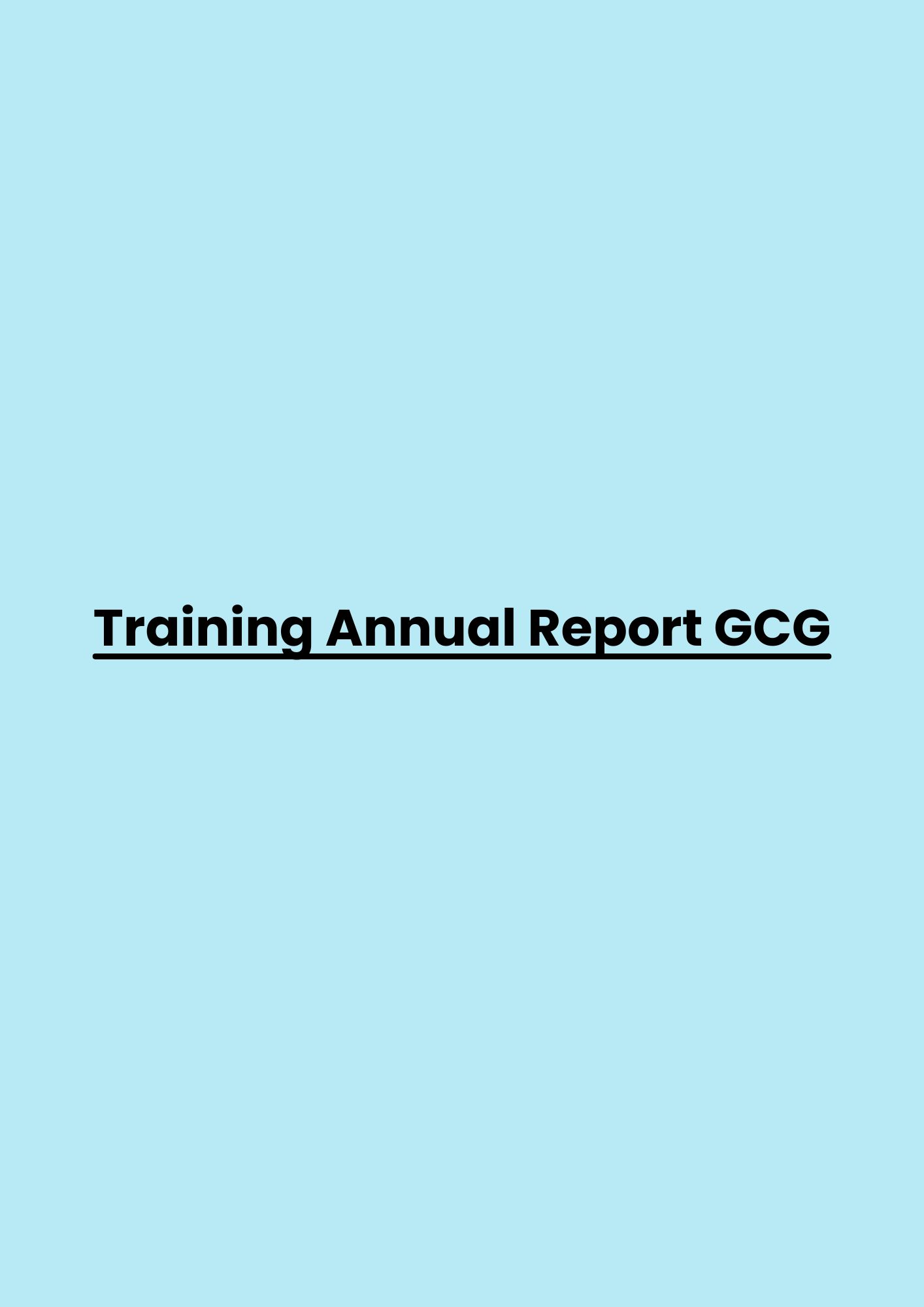 Training Annual Report GCG