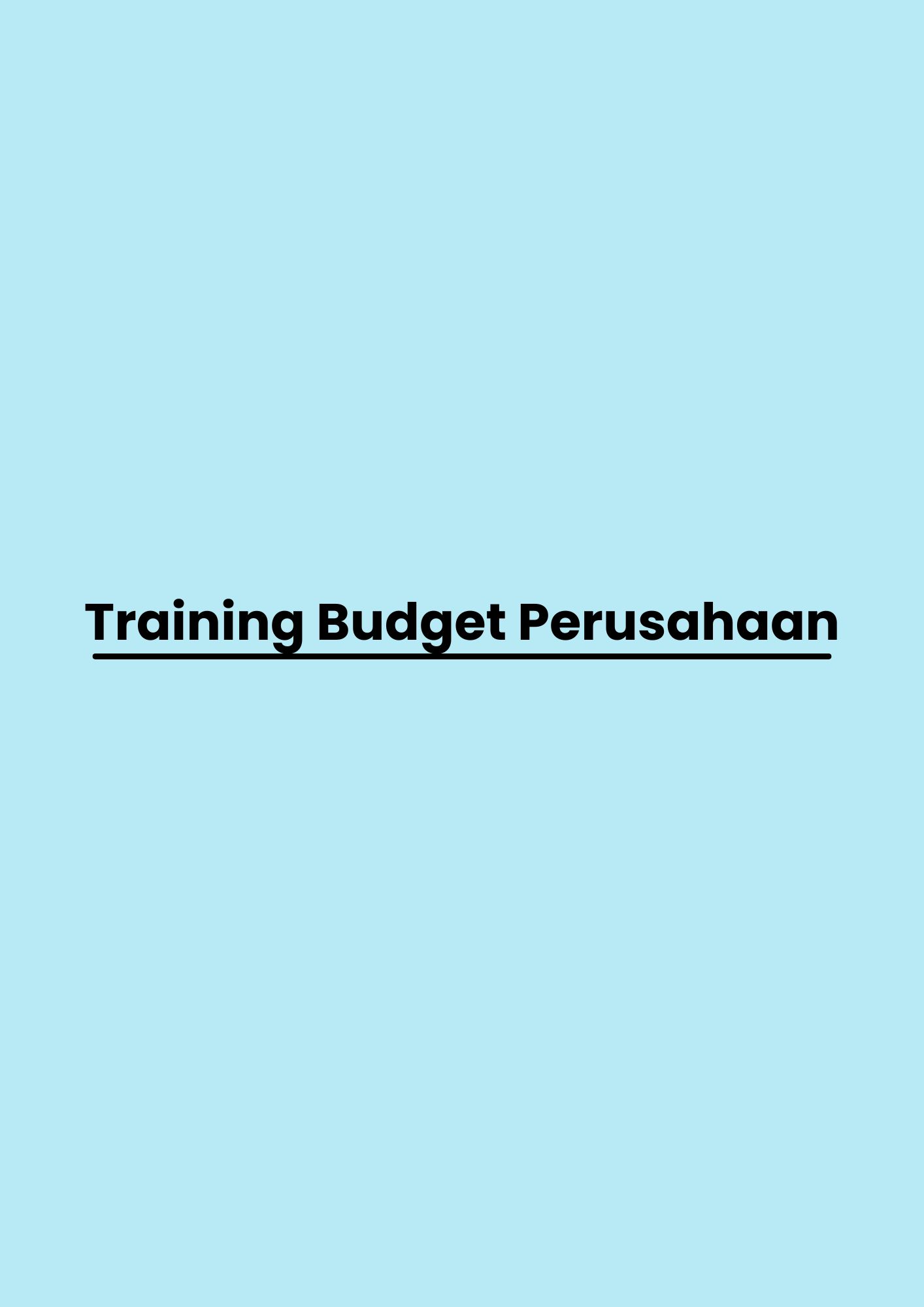 Training Budget Perusahaan