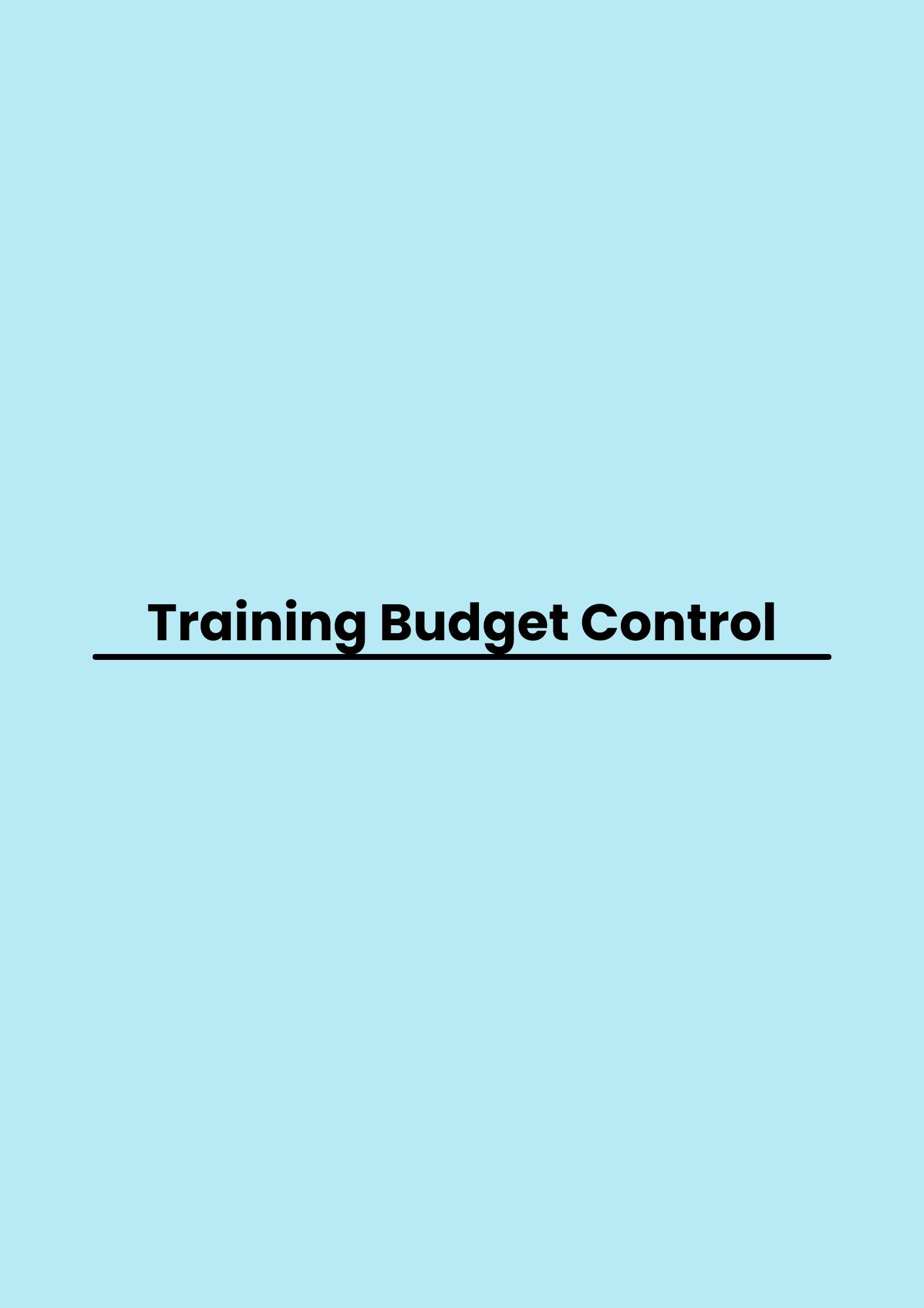 Training Budget Control