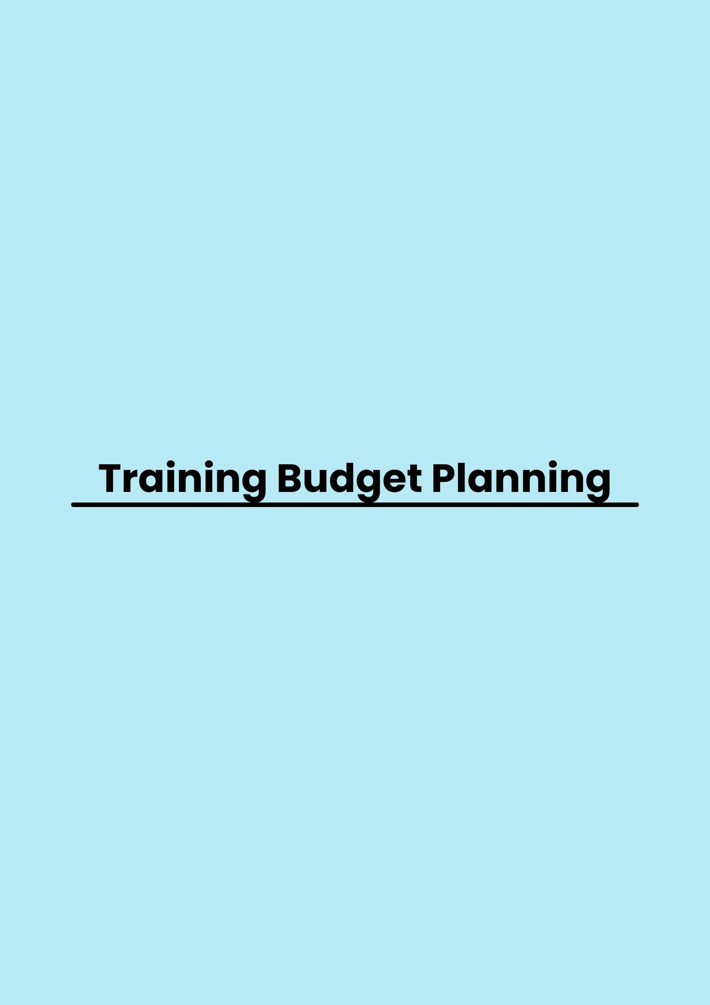 Training Budget Planning